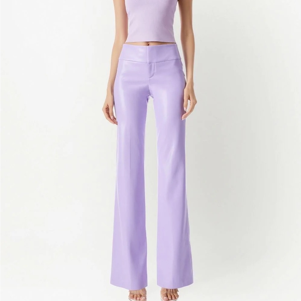 alice + olivia Olivia bootcut vegan leather purple trousers size 2 like new!